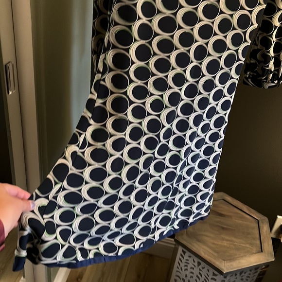 moulinette soeurs, Anthropologie, navy dress with tan ovals “Elipses” dress - Picture 7 of 11